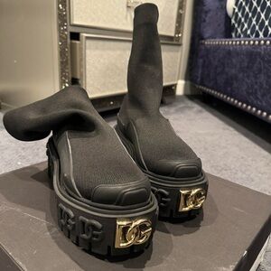Dolce and Gabbana Stretch platform biker boots